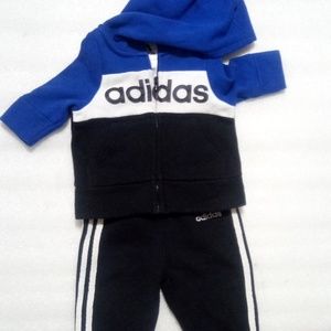 Baby boy blue and black Adidas sweatshirt 0-3 months jacket and pant  outfit